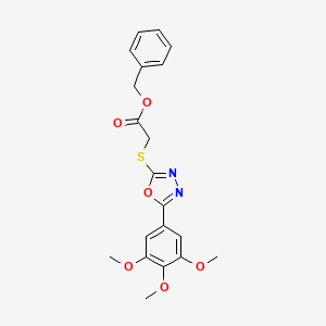 molecular formula C20H20N2O6S B3460420 BENZYL 2-{[5-(3,4,5-TRIMETHOXYPHENYL)-1,3,4-OXADIAZOL-2-YL]SULFANYL}ACETATE 