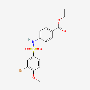 molecular formula C16H16BrNO5S B3460542 ethyl 4-{[(3-bromo-4-methoxyphenyl)sulfonyl]amino}benzoate 