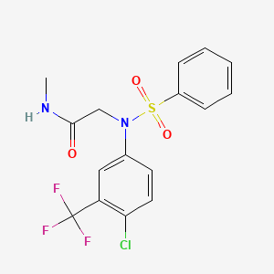 molecular formula C16H14ClF3N2O3S B3460563 2-[N-(benzenesulfonyl)-4-chloro-3-(trifluoromethyl)anilino]-N-methylacetamide 