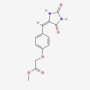molecular formula C13H12N2O5 B3460981 Methyl 2-(4-{[(4E)-2,5-dioxoimidazolidin-4-ylidene]methyl}phenoxy)acetate 
