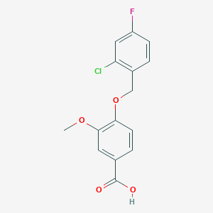 molecular formula C15H12ClFO4 B346112 4-[(2-Chloro-4-fluorobenzyl)oxy]-3-methoxybenzoic acid CAS No. 1041547-92-5