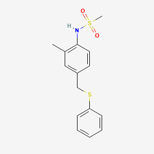 molecular formula C15H17NO2S2 B3461258 N-{2-methyl-4-[(phenylthio)methyl]phenyl}methanesulfonamide 