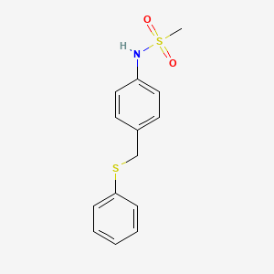 molecular formula C14H15NO2S2 B3461276 N-{4-[(phenylthio)methyl]phenyl}methanesulfonamide 