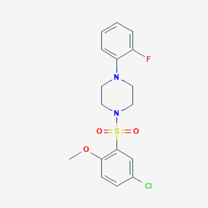 molecular formula C17H18ClFN2O3S B346340 1-[(5-Chloro-2-methoxyphenyl)sulfonyl]-4-(2-fluorophenyl)piperazine CAS No. 681844-71-3