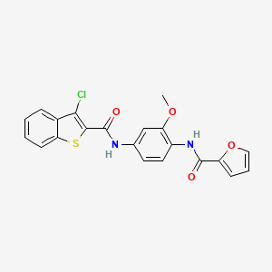 molecular formula C21H15ClN2O4S B3464455 N-[4-(3-CHLORO-1-BENZOTHIOPHENE-2-AMIDO)-2-METHOXYPHENYL]FURAN-2-CARBOXAMIDE 
