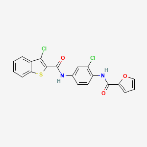 molecular formula C20H12Cl2N2O3S B3464457 N-(2-chloro-4-{[(3-chloro-1-benzothiophen-2-yl)carbonyl]amino}phenyl)furan-2-carboxamide 