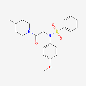 molecular formula C21H26N2O4S B3464570 N-(4-methoxyphenyl)-N-[2-(4-methylpiperidin-1-yl)-2-oxoethyl]benzenesulfonamide 