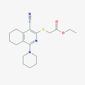molecular formula C19H25N3O2S B3464599 ETHYL 2-{[4-CYANO-1-(PIPERIDIN-1-YL)-5,6,7,8-TETRAHYDROISOQUINOLIN-3-YL]SULFANYL}ACETATE 