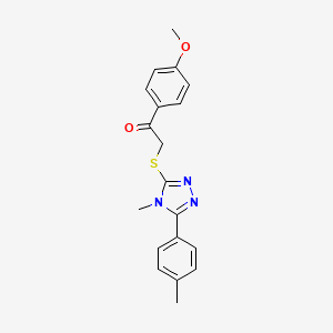 molecular formula C19H19N3O2S B3464626 1-(4-methoxyphenyl)-2-{[4-methyl-5-(4-methylphenyl)-4H-1,2,4-triazol-3-yl]sulfanyl}ethanone 
