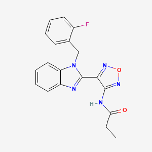 molecular formula C19H16FN5O2 B3464918 N-(4-{1-[(2-FLUOROPHENYL)METHYL]-1H-1,3-BENZODIAZOL-2-YL}-1,2,5-OXADIAZOL-3-YL)PROPANAMIDE 