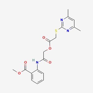 molecular formula C18H19N3O5S B3465079 methyl 2-{[2-({2-[(4,6-dimethyl-2-pyrimidinyl)sulfanyl]acetyl}oxy)acetyl]amino}benzoate 