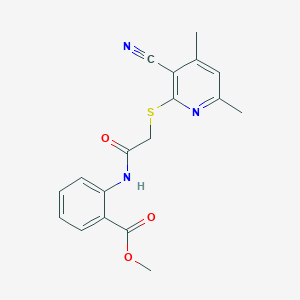 molecular formula C18H17N3O3S B3465085 Methyl 2-{2-[(3-cyano-4,6-dimethylpyridin-2-YL)sulfanyl]acetamido}benzoate 