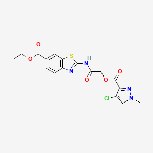 molecular formula C17H15ClN4O5S B3465099 ETHYL 2-[(2-{[(4-CHLORO-1-METHYL-1H-PYRAZOL-3-YL)CARBONYL]OXY}ACETYL)AMINO]-1,3-BENZOTHIAZOLE-6-CARBOXYLATE 