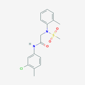 molecular formula C17H19ClN2O3S B3465259 N-(3-chloro-4-methylphenyl)-2-(2-methyl-N-methylsulfonylanilino)acetamide 
