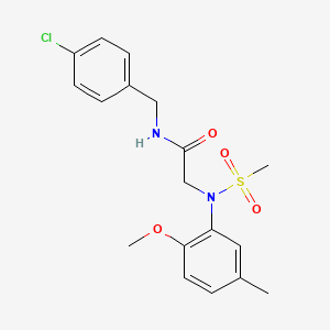 molecular formula C18H21ClN2O4S B3465340 N-[(4-chlorophenyl)methyl]-2-(2-methoxy-5-methyl-N-methylsulfonylanilino)acetamide 