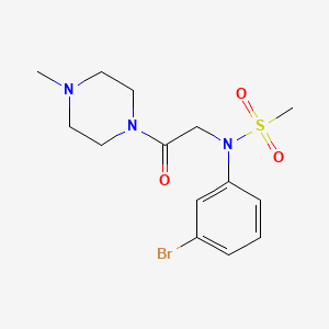 molecular formula C14H20BrN3O3S B3465350 N-(3-bromophenyl)-N-[2-(4-methylpiperazin-1-yl)-2-oxoethyl]methanesulfonamide 