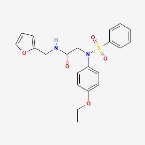 molecular formula C21H22N2O5S B3465375 2-[N-(benzenesulfonyl)-4-ethoxyanilino]-N-(furan-2-ylmethyl)acetamide 