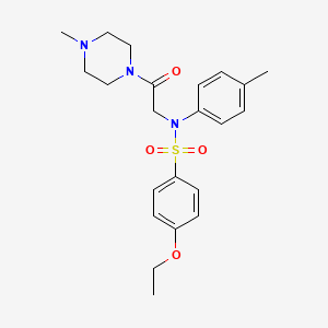 molecular formula C22H29N3O4S B3465411 4-ethoxy-N-(4-methylphenyl)-N-[2-(4-methylpiperazin-1-yl)-2-oxoethyl]benzenesulfonamide 
