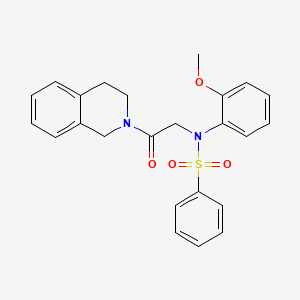 molecular formula C24H24N2O4S B3465424 N-[2-(3,4-dihydro-1H-isoquinolin-2-yl)-2-oxoethyl]-N-(2-methoxyphenyl)benzenesulfonamide 