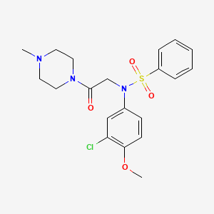 molecular formula C20H24ClN3O4S B3465488 N-(3-chloro-4-methoxyphenyl)-N-[2-(4-methylpiperazin-1-yl)-2-oxoethyl]benzenesulfonamide 