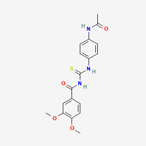 molecular formula C18H19N3O4S B3465660 N-{[4-(acetylamino)phenyl]carbamothioyl}-3,4-dimethoxybenzamide 