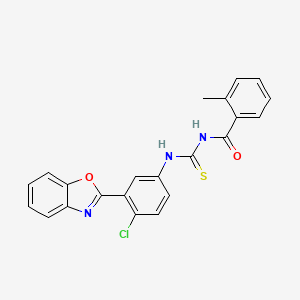 molecular formula C22H16ClN3O2S B3465768 N-[[3-(1,3-benzoxazol-2-yl)-4-chlorophenyl]carbamothioyl]-2-methylbenzamide 