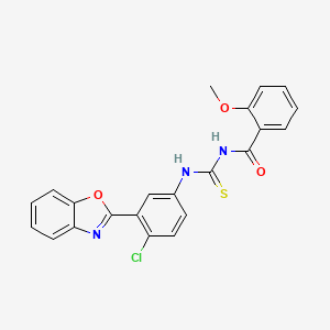 molecular formula C22H16ClN3O3S B3465783 N-[[3-(1,3-benzoxazol-2-yl)-4-chlorophenyl]carbamothioyl]-2-methoxybenzamide 