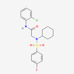 molecular formula C20H22ClFN2O3S B3466477 N-(2-chlorophenyl)-2-[cyclohexyl-(4-fluorophenyl)sulfonylamino]acetamide 