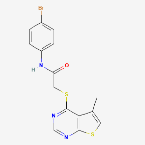 molecular formula C16H14BrN3OS2 B3466578 N-(4-Bromophenyl)-2-({5,6-dimethylthieno[2,3-D]pyrimidin-4-YL}sulfanyl)acetamide 