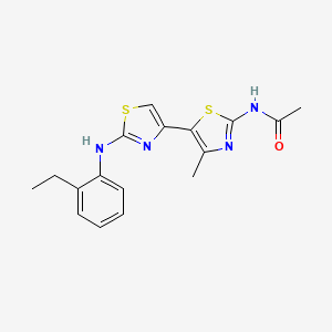 molecular formula C17H18N4OS2 B3466599 N-[5-[2-(2-ethylanilino)-1,3-thiazol-4-yl]-4-methyl-1,3-thiazol-2-yl]acetamide 