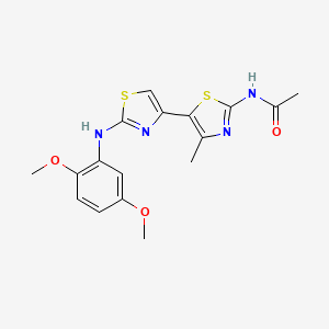 molecular formula C17H18N4O3S2 B3466631 N-[5-[2-(2,5-dimethoxyanilino)-1,3-thiazol-4-yl]-4-methyl-1,3-thiazol-2-yl]acetamide 