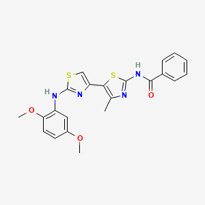 molecular formula C22H20N4O3S2 B3466636 N-(5-{2-[(2,5-Dimethoxyphenyl)amino]-1,3-thiazol-4-YL}-4-methyl-1,3-thiazol-2-YL)benzamide 
