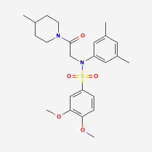 molecular formula C24H32N2O5S B3466758 N-(3,5-dimethylphenyl)-3,4-dimethoxy-N-[2-(4-methylpiperidin-1-yl)-2-oxoethyl]benzenesulfonamide 