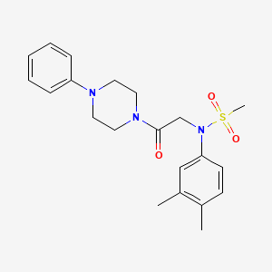 molecular formula C21H27N3O3S B3466763 N-(3,4-dimethylphenyl)-N-[2-oxo-2-(4-phenylpiperazin-1-yl)ethyl]methanesulfonamide 