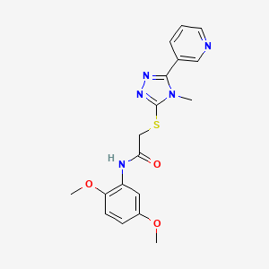 molecular formula C18H19N5O3S B3466908 N-(2,5-DIMETHOXYPHENYL)-2-{[4-METHYL-5-(3-PYRIDINYL)-4H-1,2,4-TRIAZOL-3-YL]SULFANYL}ACETAMIDE 