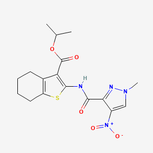 molecular formula C17H20N4O5S B3467098 PROPAN-2-YL 2-(1-METHYL-4-NITRO-1H-PYRAZOLE-3-AMIDO)-4,5,6,7-TETRAHYDRO-1-BENZOTHIOPHENE-3-CARBOXYLATE 