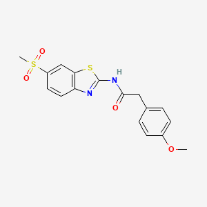 molecular formula C17H16N2O4S2 B3467150 N-(6-methanesulfonyl-1,3-benzothiazol-2-yl)-2-(4-methoxyphenyl)acetamide 