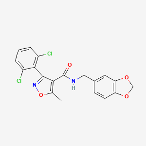 molecular formula C19H14Cl2N2O4 B3467185 N-[(2H-1,3-BENZODIOXOL-5-YL)METHYL]-3-(2,6-DICHLOROPHENYL)-5-METHYL-1,2-OXAZOLE-4-CARBOXAMIDE 