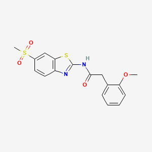 molecular formula C17H16N2O4S2 B3467220 N-(6-methanesulfonyl-1,3-benzothiazol-2-yl)-2-(2-methoxyphenyl)acetamide 