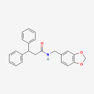 molecular formula C23H21NO3 B3467227 N-[(2H-1,3-BENZODIOXOL-5-YL)METHYL]-3,3-DIPHENYLPROPANAMIDE 
