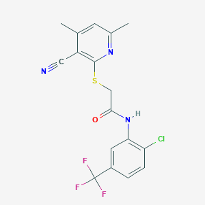 molecular formula C17H13ClF3N3OS B3467486 N-[2-chloro-5-(trifluoromethyl)phenyl]-2-(3-cyano-4,6-dimethylpyridin-2-yl)sulfanylacetamide 