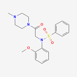 molecular formula C20H25N3O4S B3467503 N-(2-methoxyphenyl)-N-[2-(4-methylpiperazin-1-yl)-2-oxoethyl]benzenesulfonamide 