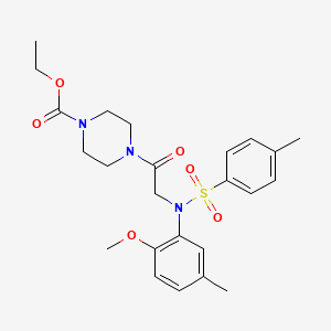 molecular formula C24H31N3O6S B3467508 ETHYL 4-{2-[N-(2-METHOXY-5-METHYLPHENYL)4-METHYLBENZENESULFONAMIDO]ACETYL}PIPERAZINE-1-CARBOXYLATE 