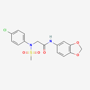 molecular formula C16H15ClN2O5S B3467536 N-(1,3-benzodioxol-5-yl)-2-(4-chloro-N-methylsulfonylanilino)acetamide 