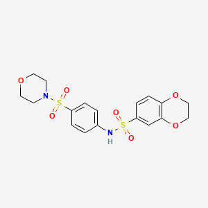 molecular formula C18H20N2O7S2 B3467575 N-[4-(morpholin-4-ylsulfonyl)phenyl]-2,3-dihydro-1,4-benzodioxine-6-sulfonamide 
