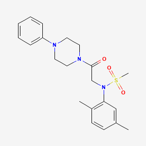 molecular formula C21H27N3O3S B3467650 N-(2,5-dimethylphenyl)-N-[2-oxo-2-(4-phenylpiperazin-1-yl)ethyl]methanesulfonamide 