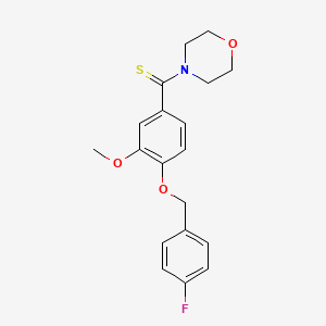 molecular formula C19H20FNO3S B3467893 4-{4-[(4-FLUOROPHENYL)METHOXY]-3-METHOXYBENZENECARBOTHIOYL}MORPHOLINE 