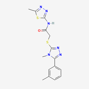 molecular formula C15H16N6OS2 B3467964 2-{[4-methyl-5-(3-methylphenyl)-4H-1,2,4-triazol-3-yl]sulfanyl}-N-(5-methyl-1,3,4-thiadiazol-2-yl)acetamide 