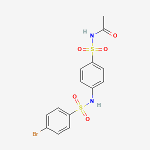 molecular formula C14H13BrN2O5S2 B3468107 N-ACETYL-4-{[(4-BROMOPHENYL)SULFONYL]AMINO}-1-BENZENESULFONAMIDE 