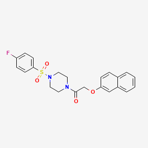 molecular formula C22H21FN2O4S B3468390 1-{4-[(4-FLUOROPHENYL)SULFONYL]PIPERAZINO}-2-(2-NAPHTHYLOXY)-1-ETHANONE 